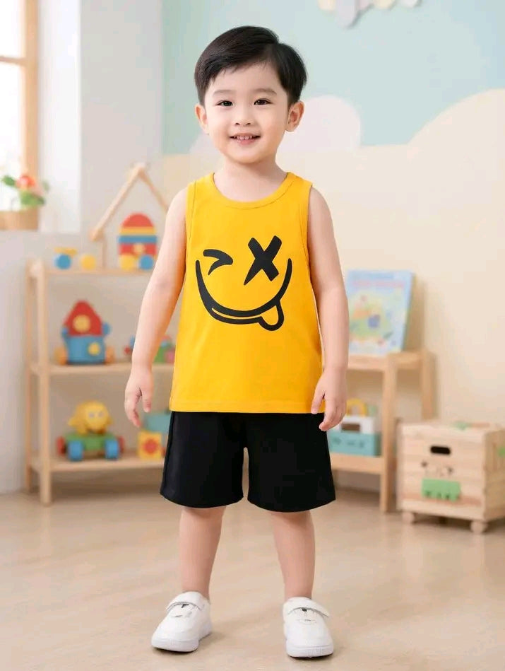 Baby & Kids  Printed Sleeveless T-shirt & Pant Set(3mths-6yrs)