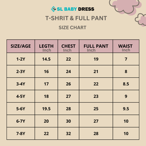 Baby & Kids 2pcs  Printed T-shirt & Full Pant(3mths-12yrs)