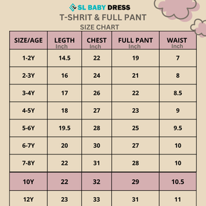 Baby & Kids 2pcs  Printed T-shirt  & Full Pant (1yrs-12yrs)