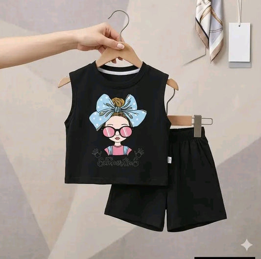 Baby & Kids  Printed Sleeveless T-shirt & Pant Set(3mths-6yrs)