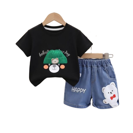 Kids' Urban Streetwear 2-Piece Set Matching Denim Shorts (1yrs -6yrs)