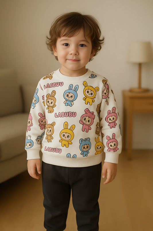 Baby & Kids Winter Printed Joggers & Sweetshrit Set (3M-8yrs)