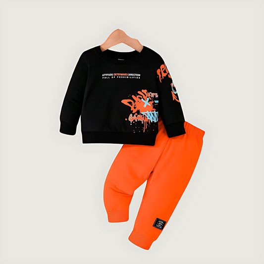 Baby & Kids Winter Printed Joggers & Sweetshrit Set (3M-8yrs)