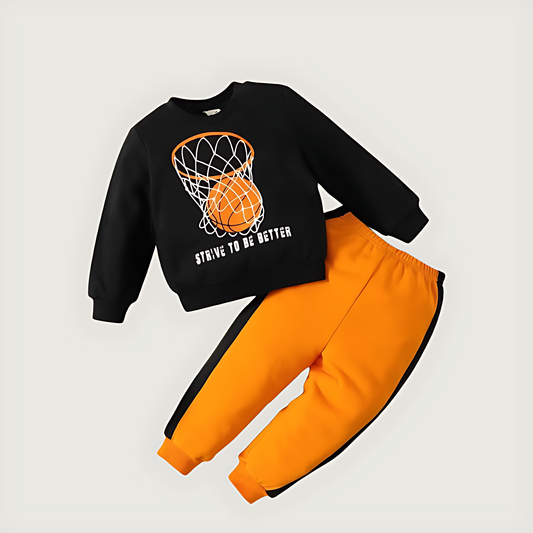 Baby & Kids Winter Printed Joggers & Sweetshrit Set (3M-8yrs)
