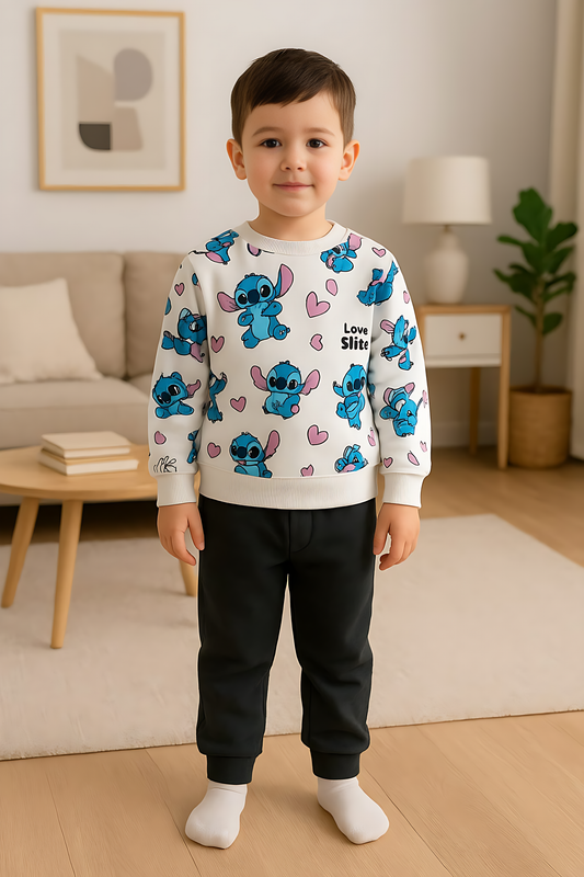 Baby & Kids Winter Printed Joggers & Sweetshrit Set (3M-8yrs)