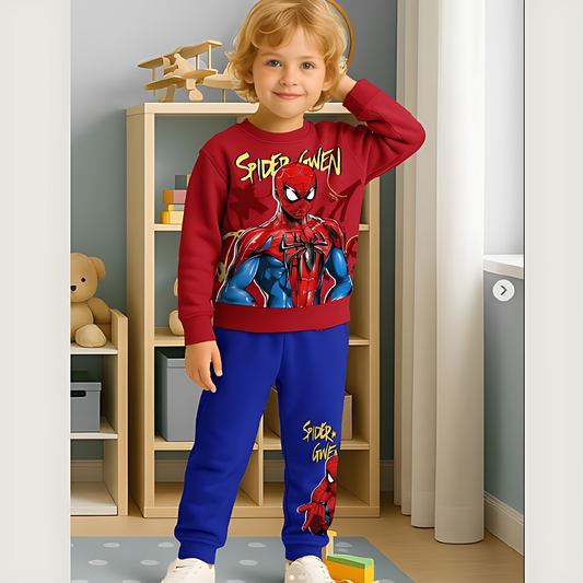 Baby & Kids Winter Printed Joggers & Sweetshrit Set (1yrs-8yrs)